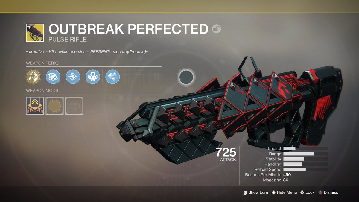xDETACHEDx's tweet photo. The gloriousness that is Outbreak Prime is finally mine! Such a good run the other night @Victus_Darkaero - Now to take the rest of the clan and get our catalysts done. #Destiny2 #OutbreakPrime https://t.co/H5YrtsH0VJ