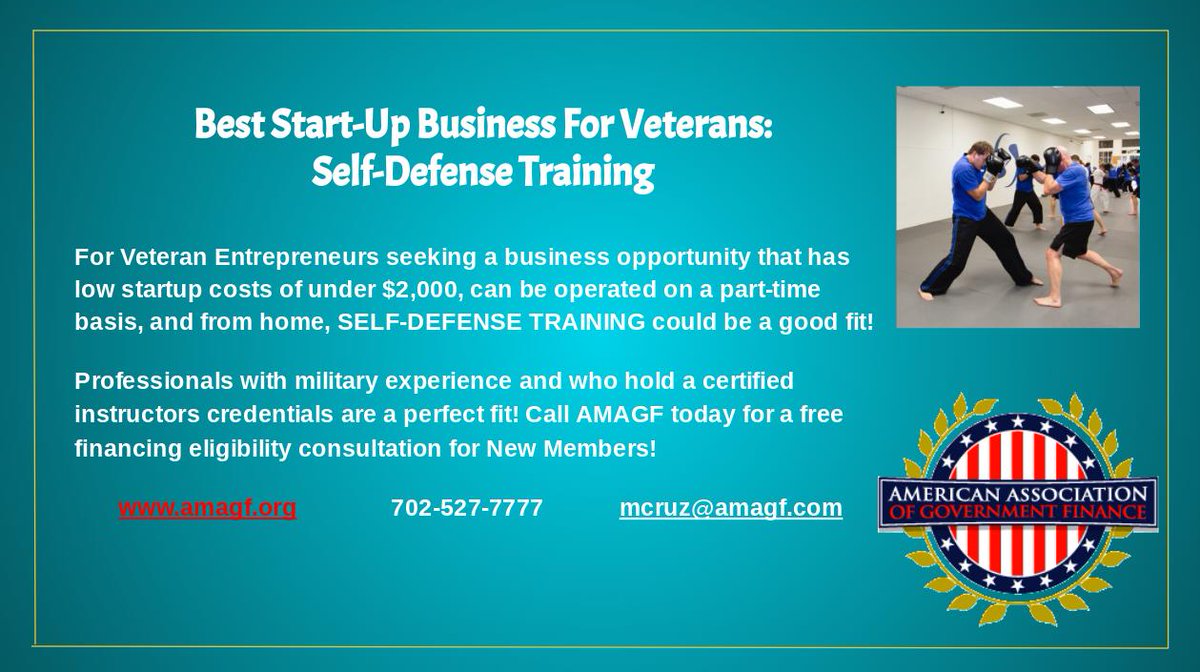 Veterans looking for easy low cost start up company? Consider SELF-DEFENSE TRAINING. Looking for business start up capital?  Let AMAGF assist you. #military #VeteranOwnedBusiness #army #navy #airforce #marines #USsmallbusiness #financecapital <a href="/VeteransMagazi2/">Veterans Magazine</a> <a href="/veteranstoday/">Veterans United</a>
