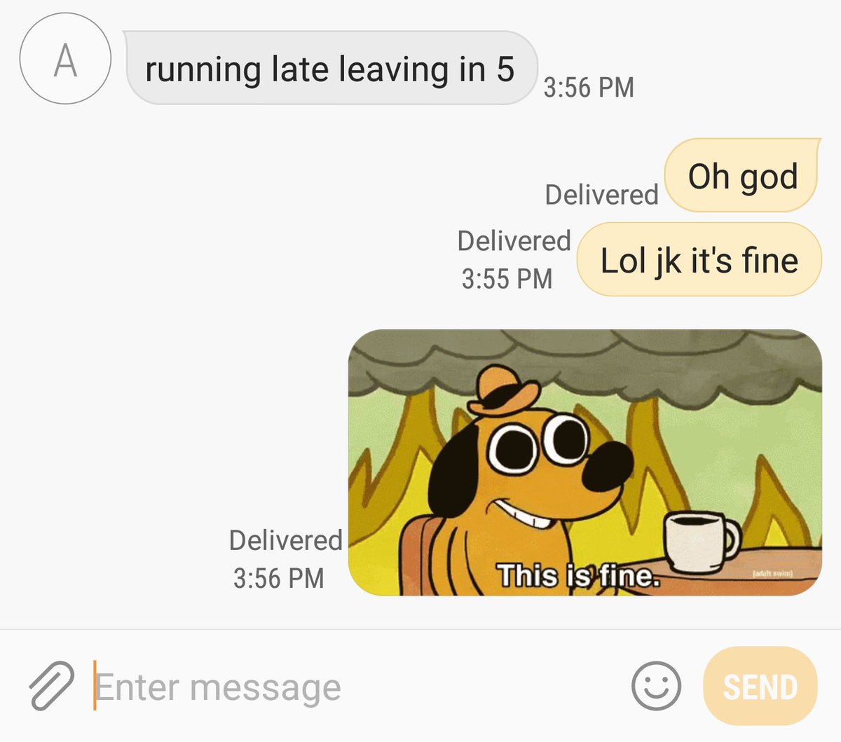 MorgLTuck's tweet photo. When the baby's been clingy for 5 days and andrew is supposed to be home already. 

Narrator: it was not, in fact, fine. https://t.co/wUCx5gFXr9