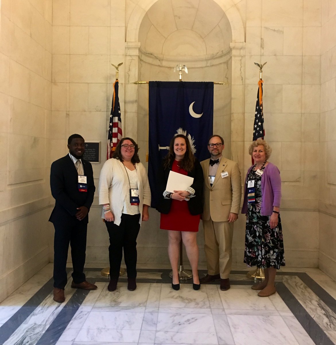 MystroMoore's tweet image. .@SCMusEd delegation had a great meeting with @LindseyGrahamSC legislative staffer Meghan Dorn on funding for music and well-rounded education in our schools. @NAfME #NAfMEHD19 #NAFME #SCMEA #ESSA #GAAMEact #WellRoundedEducation