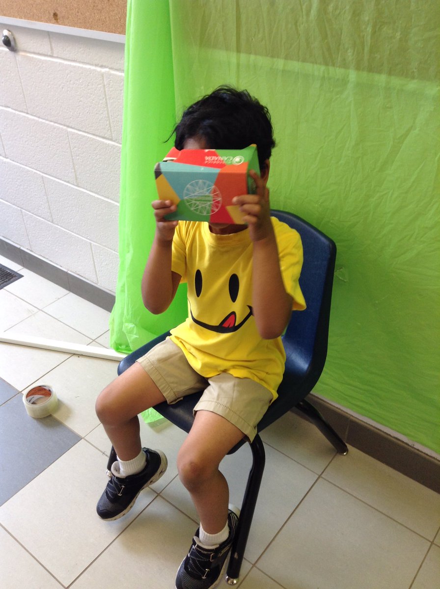mrsbowesteaches's tweet photo. Today we explored Virtual Reality with @GoogleCardboar. Our talk of Rollercoasters after reading @MarlaFrazee ‘s book has opened a whole new learning opportunity. Next week we will design our own courses and test using our robots. #VirtualReality #gandydigital https://t.co/GE9DSBwy7X