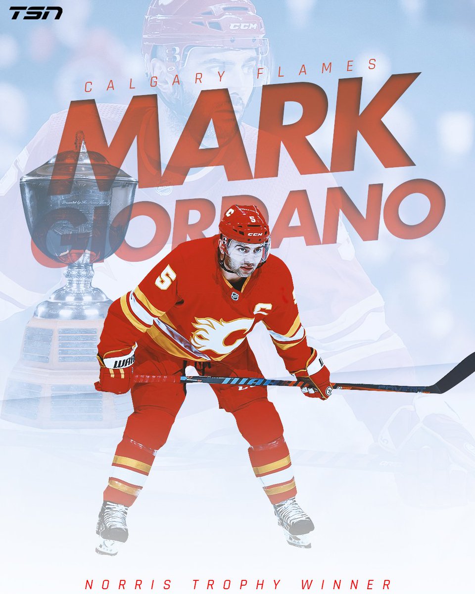 TSN_Sports's tweet photo. Mark Giordano recorded 74 points in 78 games, earning him the James Norris Memorial Trophy for the league's top defenceman. https://t.co/mVJ1Igpn6O