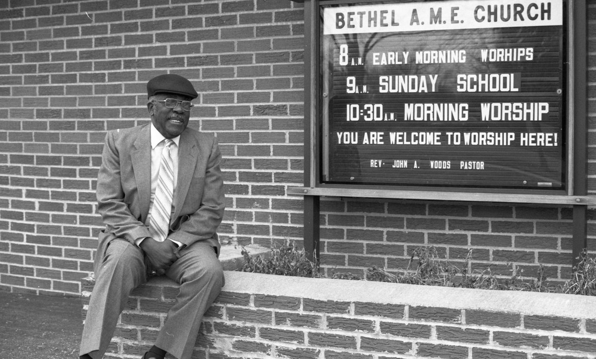 This is Reverend John L. Woods, who ran Bethel AME for nearly 50 years. When he passed away in 1990, he became the first African-American to have a street in Ann Arbor named in his honor.