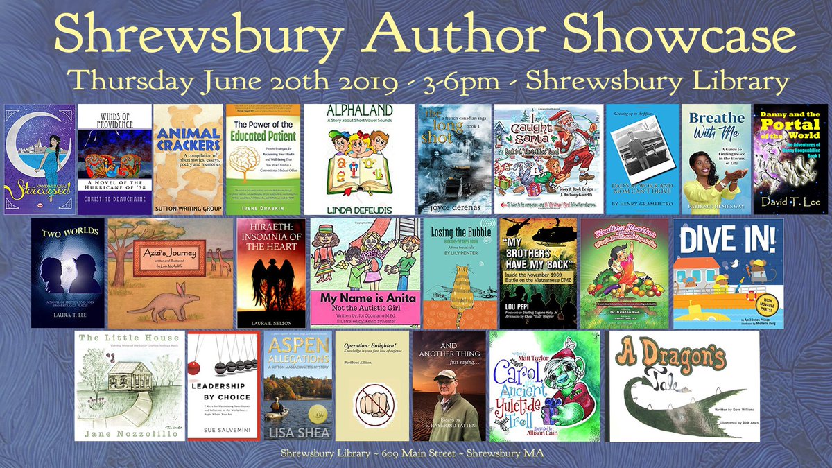 LisaSheaAuthor's tweet image. Thursday! Thursday! The perfect way to spend a rainy day! Come on out to the #Shrewsbury @ShrewsburyLib and enjoy a celebration of #reading! We have an amazing group of #authors here to talk with you! Please share the news! @JDERENAS @author_charles @promoteliteracy @LilyPenter