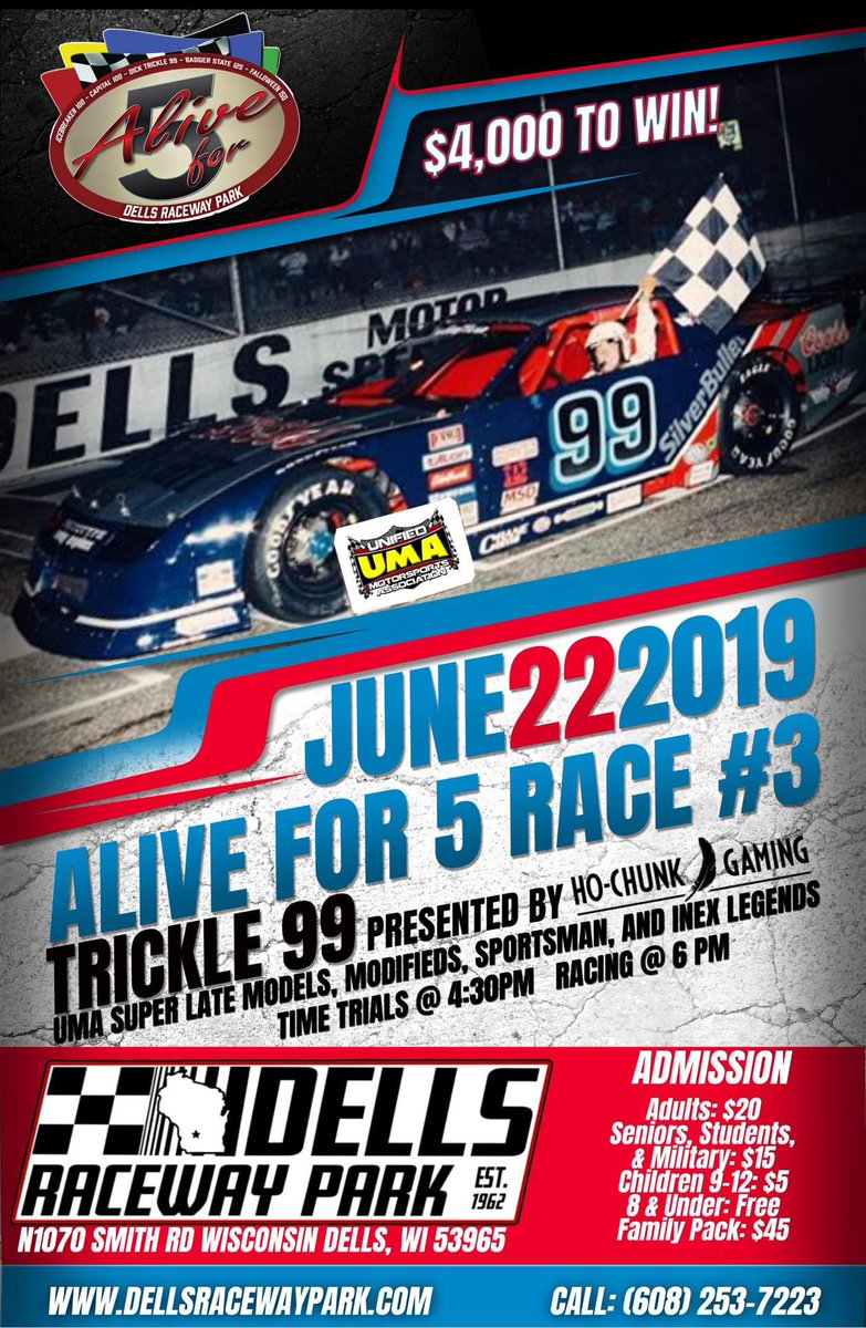This Saturday June 22nd Trickle 99 Presented By Ho-Chunk Gaming Wisconsin Dells TT 4:30 First Race 6pm