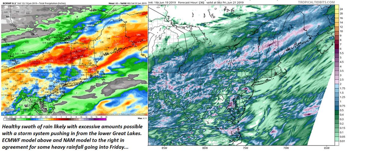 wxeringheights's tweet photo. #SoakingRain plus...! Yikes some of the modeling has been living up to if not exceeding #rainfall amounts scheduled with a potent weather system pushing into Northern New England Thursday night/Friday morning. Rainfall modeling typically lowers as one gets closer, so we'll see https://t.co/F7wZj43GDo