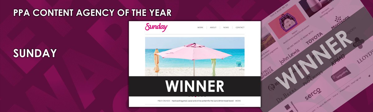 PPA_Live's tweet photo. Taking home the PPA Content Agency Of The Year award, sponsored by @ManagePaper, this evening are @sundaycakebook! Very well done! #PPAAwards https://t.co/rb67iN0o83