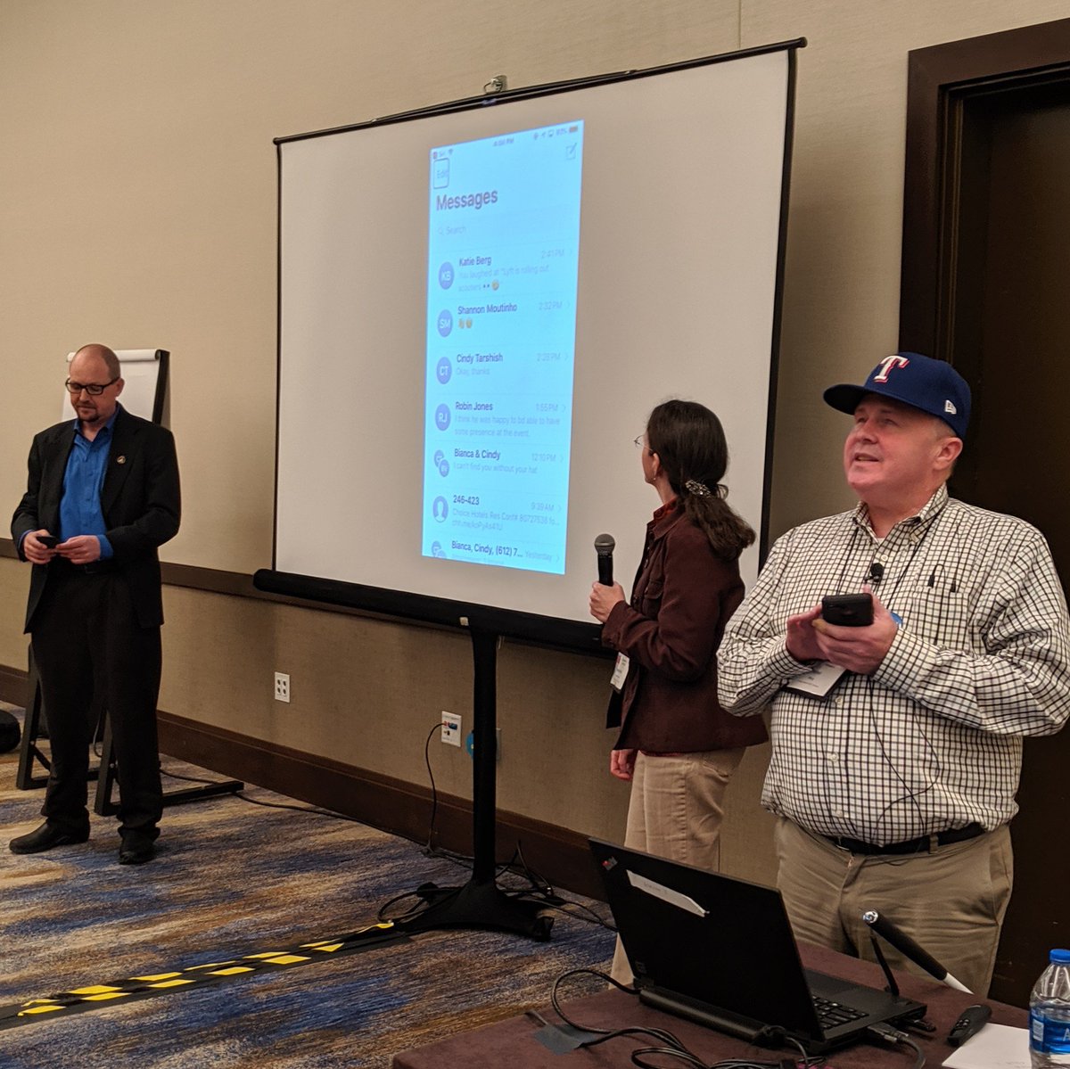RockyMtnADA's tweet photo. Peter, Paul and Marsha are wrapping up the conference with an excellent presentation and demonstration of how people with disabilities use mobile technology! @adagreatlakes @PeteBerg1 @adasoutheast  #ADASymposium2019 https://t.co/5pFOvjIFiT