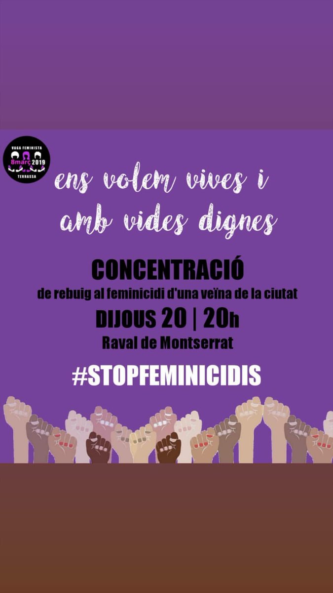 🔴Troben el cos d'una dona assassinada a Terrassa🔴

🔥Contra el sistema patriarcal tenim clar que l'acció directa és l'únic camí!

🔥NI UNA DONA MÉS ASSASSINADA...#EsUnaGuerra

#EnsVolemVives i amb vides dignes!