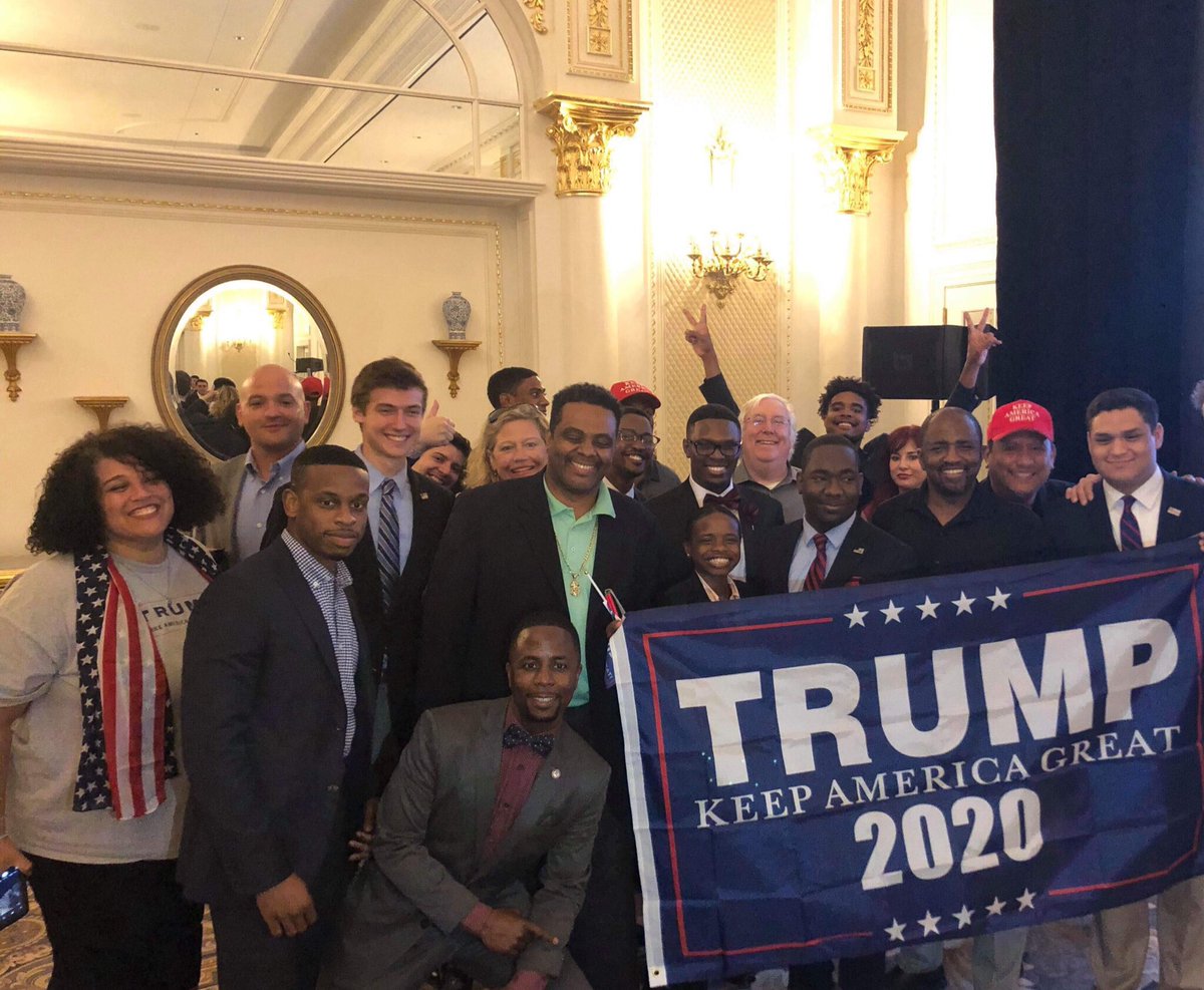 BCFPresident's tweet photo. Trump Hotel In DC provided perfect backdrop to celebrate the launch of President @realDonaldTrump 2020 kickoff rally. Black conservatives are ready to work to Keep America Great! #LeadRight #TrumpPence2020 #WatchParty #KeepAmericaGreat https://t.co/PhOiiLeNo9