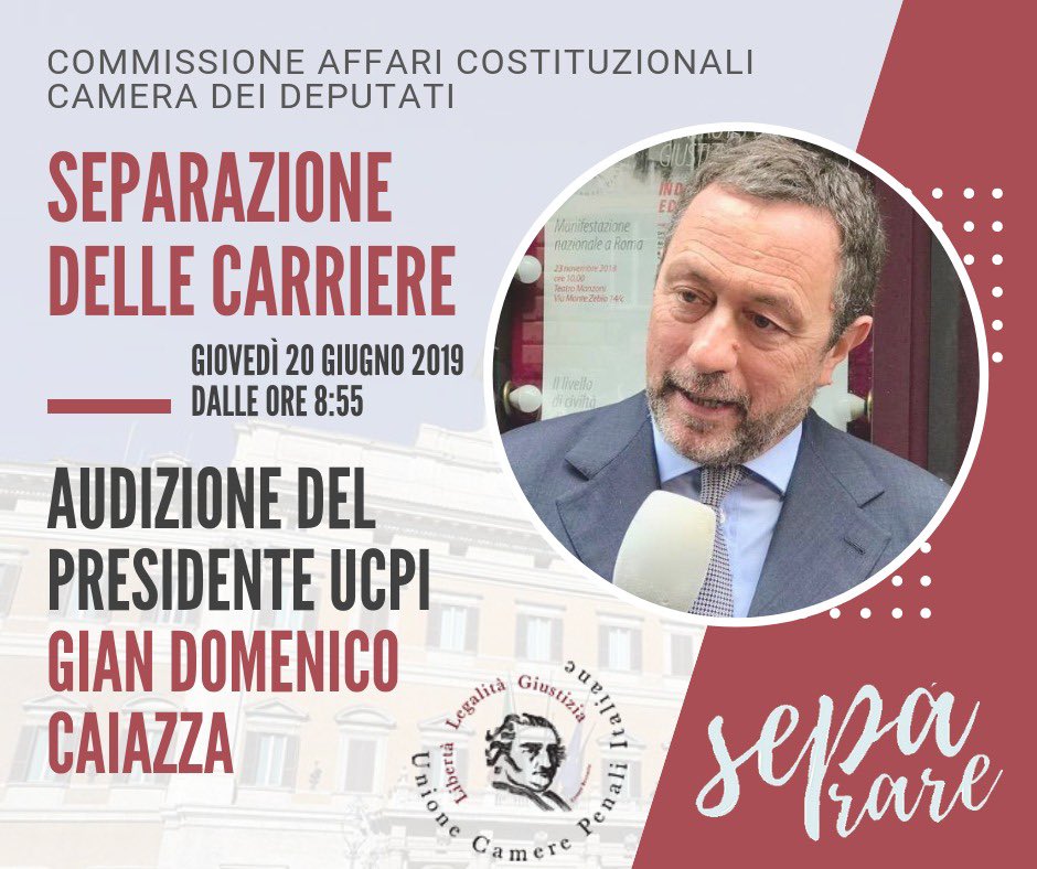 separacarriere's tweet photo. Separazione delle carriere dei magistrati, il Presidente @gdcaiazza domani in audizione presso la Commissione Affari Costituzionali della Camera dei Deputati.

Sarà possibile seguire l’audizione in diretta, tramite la web tv di @Montecitorio 
➡️ https://t.co/0K6nxdzWt4 https://t.co/J63B4ahmrC
