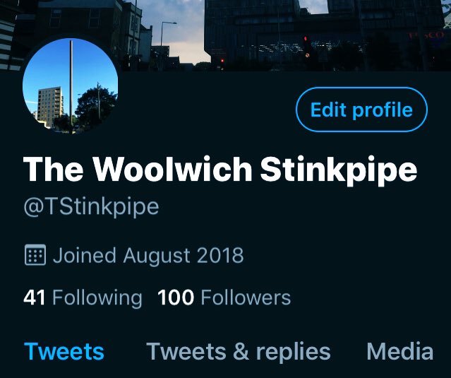 TStinkpipe's tweet photo. It will go up, it will go down (down probably right after this tweet🤣) but this stinkpipe is proud to have reached the lofty heights of 100 followers! ❤️ #stench #stink #stenchpole #Woolwich #100Followers #Happiness https://t.co/Hj5zORRYLZ