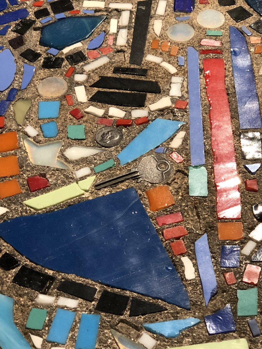 @star_glazer11 saw this and thrift you! Mosaic inc keys and coins. From the Lee Krasner exhibition @BarbicanCentre