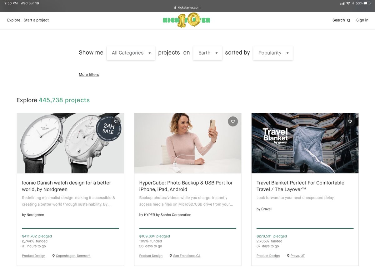 Hyper's tweet photo. We are the 2nd Most Popular Kickstarter project right now. Check out our $29 early bird specials for HyperCube: Auto Photo Backup &amp; USB Port for iPhone, iPad &amp; Android https://t.co/LcAis55hHH #popular #kickstarter #earlybird https://t.co/5elp0o7ken
