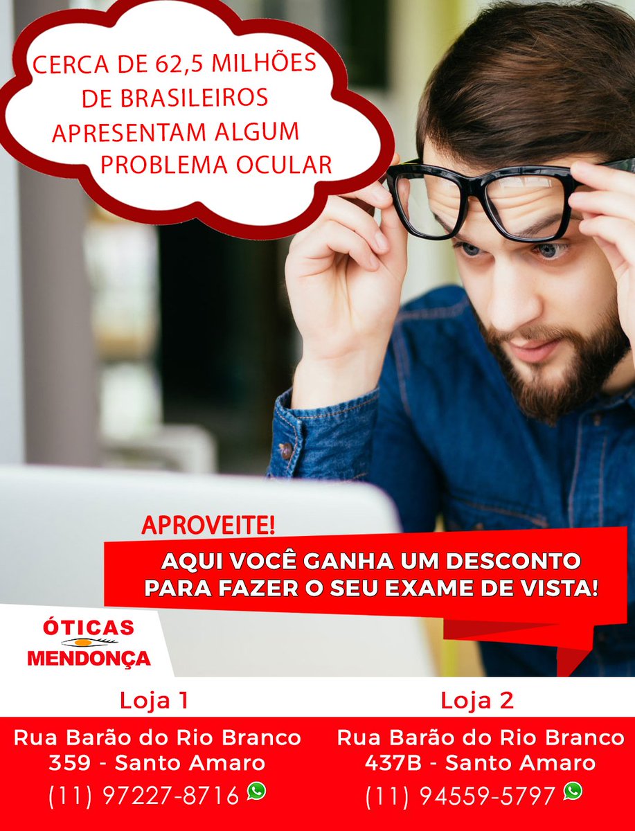 opticasmendonca's tweet photo. As melhores marcas estão aqui!

Loja 1
Rua Barão do Rio Branco, 359 - Santo Amaro - SP

Loja 2 
Rua Barão do Rio Branco, 437b - Santo Amaro - SP

Visite nosso Site: https://t.co/7ku8waYoOg  
#oticasmendonca https://t.co/2NDqA7K96p