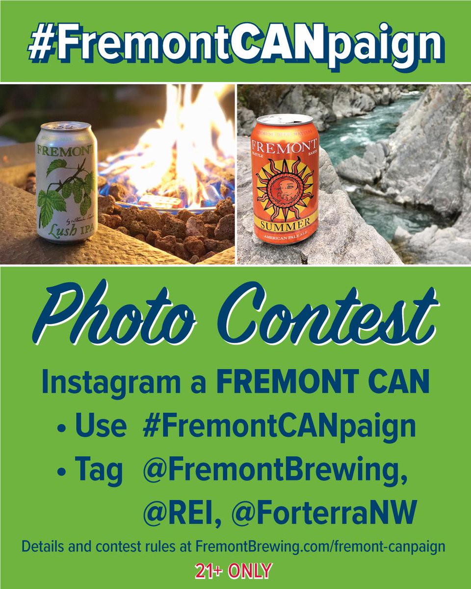 fremontbrewing's tweet image. It’s that time of year again! We’re launching another round of the #FremontCANpaign The challenge, should you choose to accept it (and be 21+) is to capture Fremont cans in scenic, outdoor settings.

Check Instagram for full details: instagram.com/fremontbrewing/