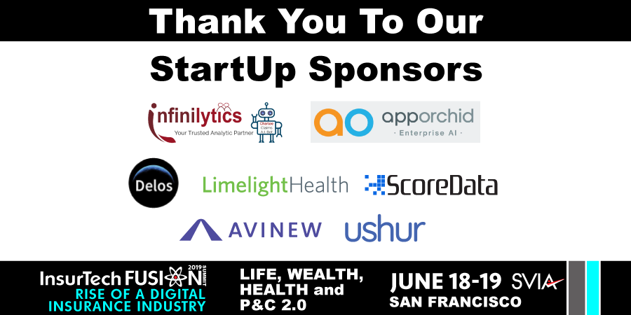 SVIAccelerator's tweet photo. Thank You to @infinilytics @apporchid @getdelos @LimelightHealth @scoredata @AvinewInsurance @ushurInc | StartUp Sponsors at #InsurTechFUSION 2019 | #Insurance #InsurTech https://t.co/QpfRJSnyc1