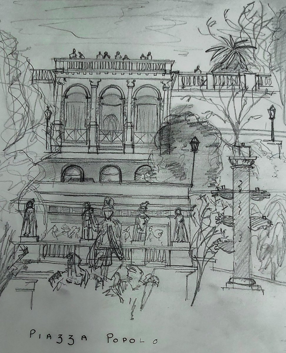 Atelierhelenbr1's tweet image. Piazza Popolo, Rome. Quick sketch during visit. #keepsketching #practicemakes #Rome #sketch #architecturalsketch