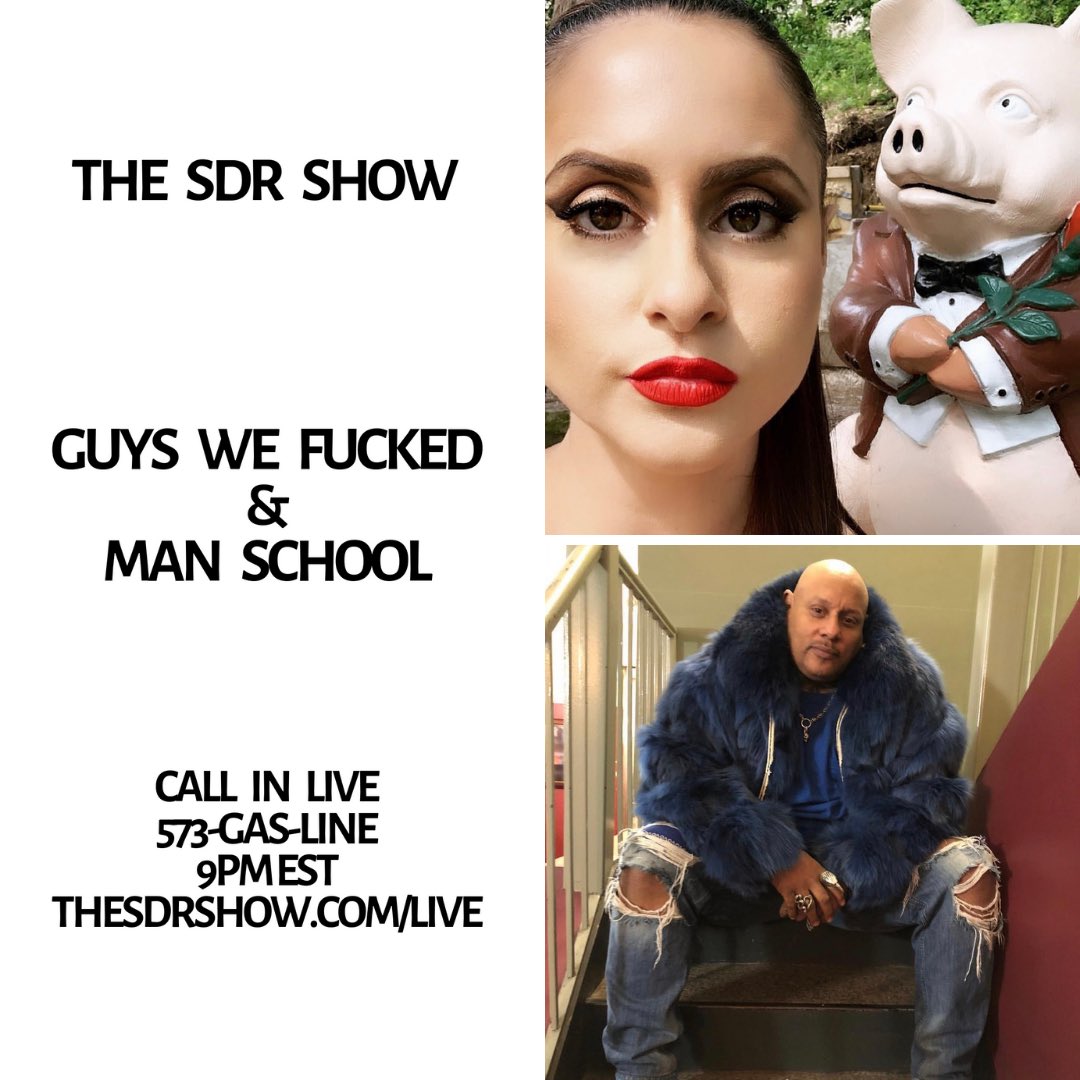 TheSDRShow's tweet photo. We want you to call in tonight! We’ve got @PhilanthropyGal from #guyswefucked and @DanteNero from #manschool taking calls and giving relationship advice. Tune in at 9pm est at https://t.co/qpBOjSKQUJ and call in at 573-gas-line. https://t.co/B6StdvZUQN