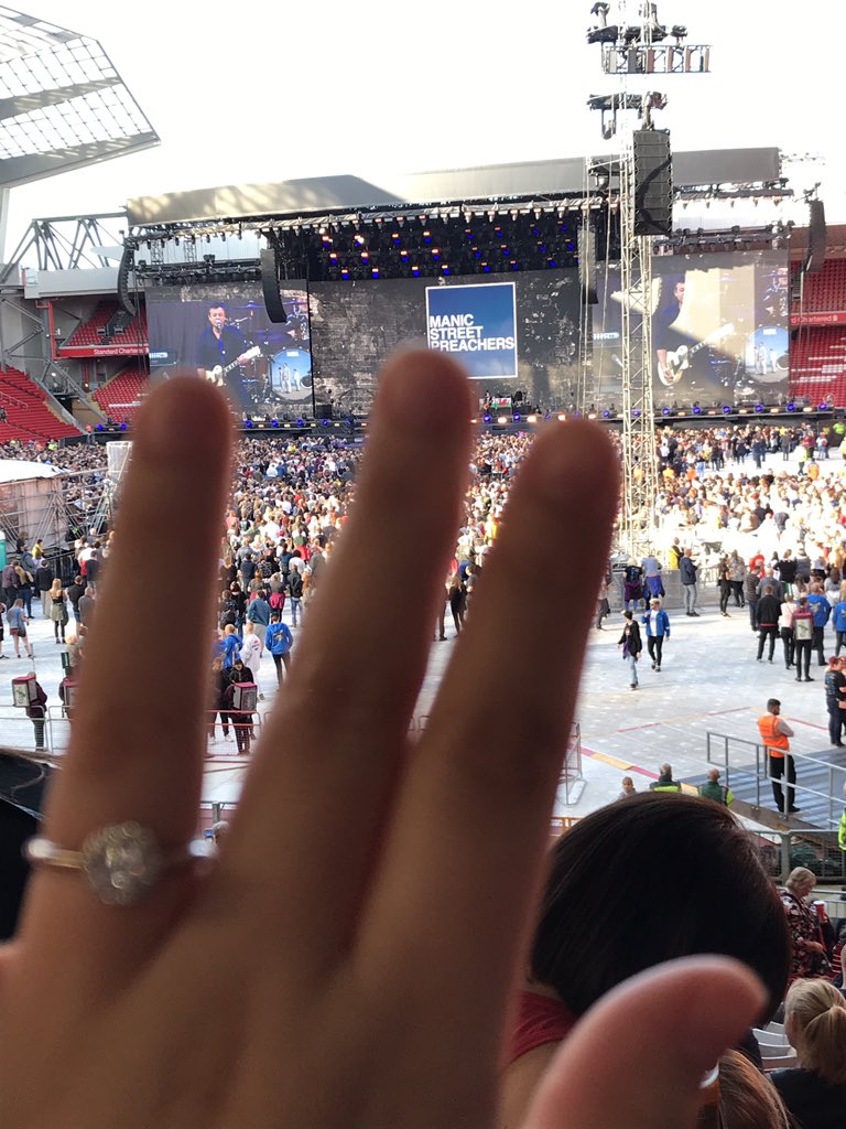 StephTolan's tweet photo. @Manics you were AMAZING. 15th time I’ve seen you, 1st time with a ring! https://t.co/XnDFy4h8wK
