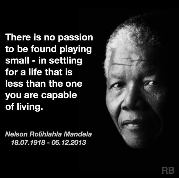 RaoulBin's tweet photo. “There is no passion to be found playing small - in settling for a life that is less than the one you are capable of living.”
– @NelsonMandela
#passion #consistency #determination #life #love #meaningfulLife #commitment #motivation #NelsonMandela https://t.co/ts9yzvT3jQ