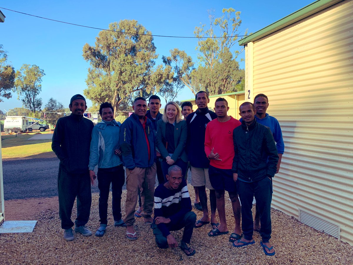 SWP_TL's tweet photo. The SWP Liaison met with a group of citrus pickers in Eastern NSW 🍊🍋
The grower has grown for three years and now has over 40 Timorese at the farm! 🇹🇱 
The farmer says that the SWP offers reliable, trained workers which gives him piece of mind to grow his business. 
Well done! https://t.co/YUcpr9ui2l