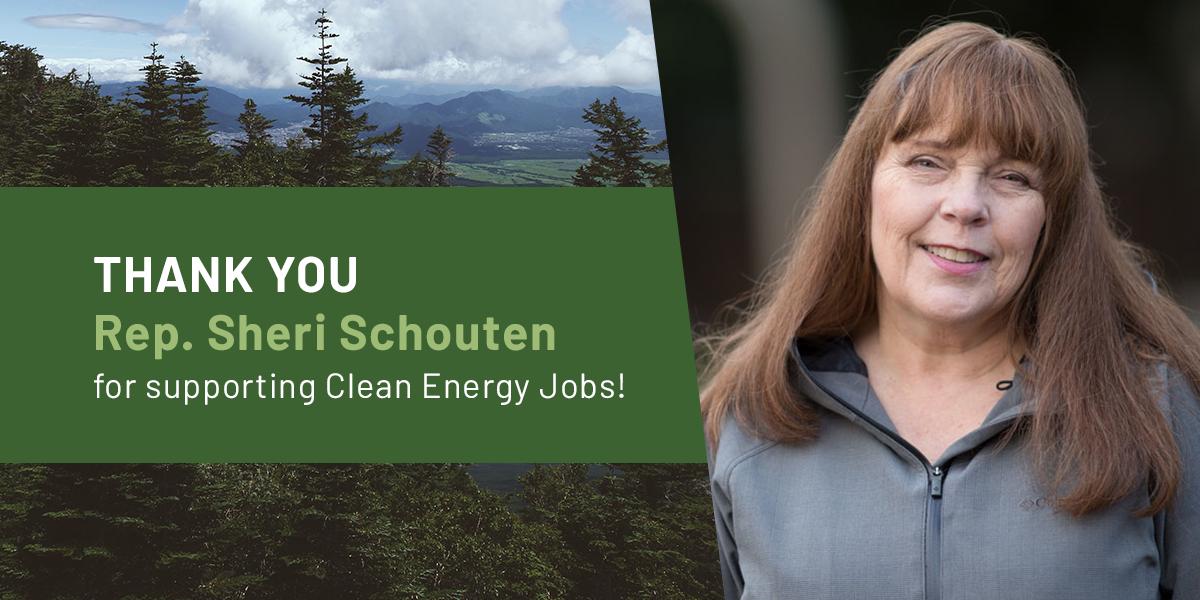 OLCV's tweet photo. Thank you to State Rep. Sheri Schouten for supporting the #CleanEnergyJobs bill! The Senate is voting this week - make sure your Senator votes YES, too: https://t.co/py5f37ZH1y #orpol #orleg #CEJisReady https://t.co/EUIR5cH8mP