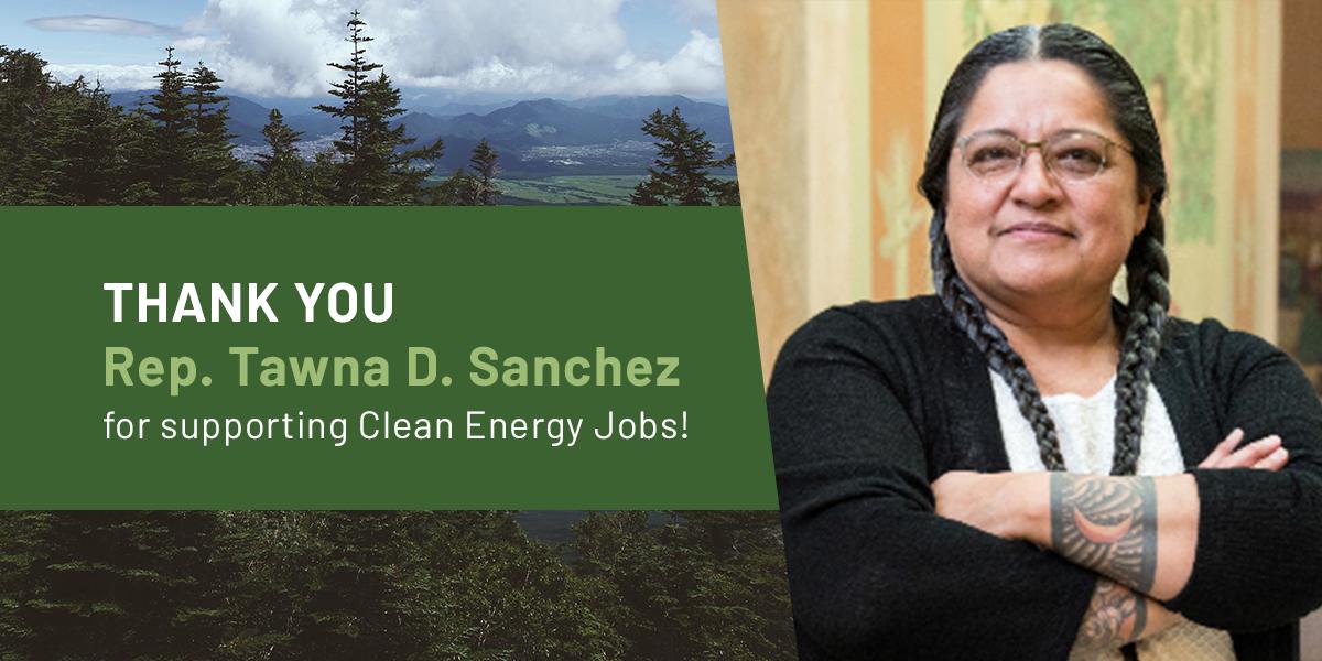 OLCV's tweet photo. Thank you to State @RepTawnaSanchez for supporting the #CleanEnergyJobs bill! The Senate is voting this week - make sure your Senator votes YES, too: https://t.co/py5f38hiq8 #orpol #orleg #CEJisReady https://t.co/L0ZI4nSd7v