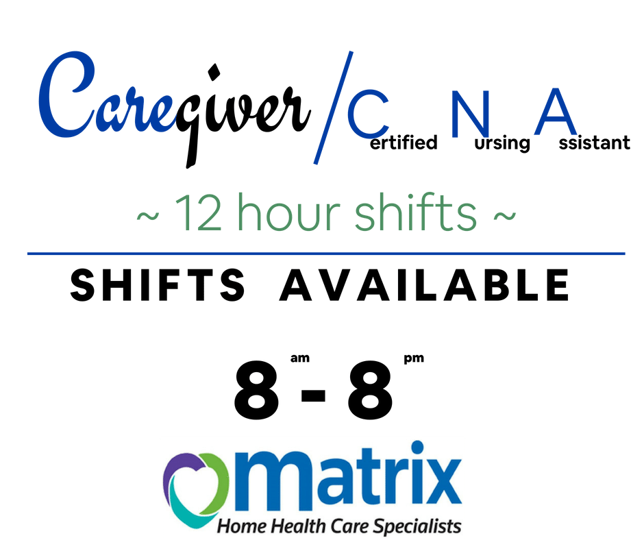 MatrixKaren's tweet photo. We have 8-8 shifts available.  If these work for you, call us at 952-525-0505 or go to https://t.co/SX8rrNQHut and fill out the online application. #seniorcare #eldercare #homehealthcare #caregiverjobs #hiringcaregivers https://t.co/Q1B36WQsPw