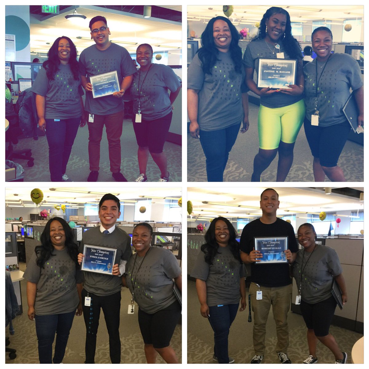 Team <a href="/SBBohanan/">Sebrina Bohanan</a> representing with our FOUR VOICE CHAMPIONS OF MAY! Great Job  <a href="/FidelCortez20/">Fidel Cortez</a> <a href="/Rovalle14/">Rovalle</a> @ATTChrisSotto &amp; Jastice! Hats Off To You ALL! <a href="/CerritosPride/">Cerritos Pride</a> @KathyValladare8 <a href="/N_Vega_Guadian/">Norma Vega-Guadian</a> <a href="/4jbar/">Jamie Barton</a> <a href="/shekiamartin/">Kia Martin</a> <a href="/TheNETwork_Natl/">The NETwork National</a> @PuebloHotChilis <a href="/edenley1/">eileen denley</a> <a href="/anthonyetuggle/">Anthony E. Tuggle</a>