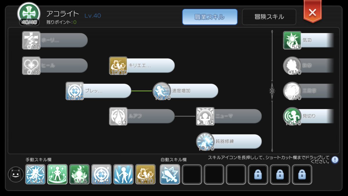 やー こんな感じです 完全にcri型 チャンプはスナイパーをjob33まで上げてから始めたので Jobはまだ低いです