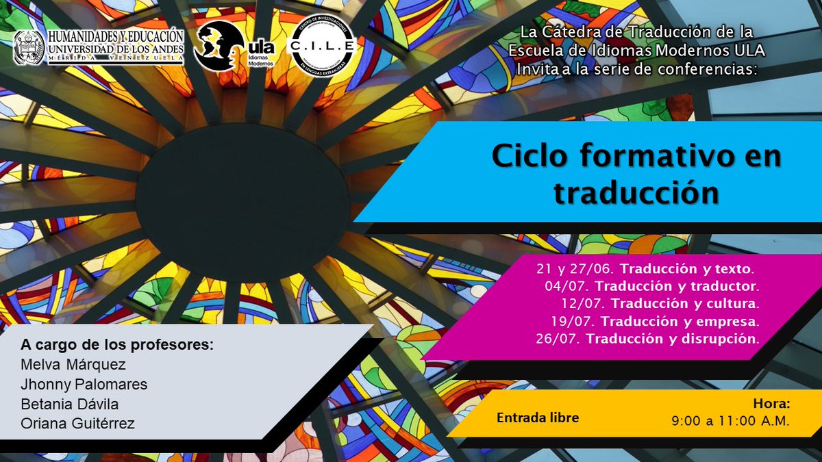 El Ciclo Formativo en Traducción tiene como objetivo lanzar las primeras redes de conocimiento necesarias hoy en día a quienes tengan la vocación para adentrarse en el oficio de ser traductor. No estamos solos ni hablamos una sola lengua.
#ULA