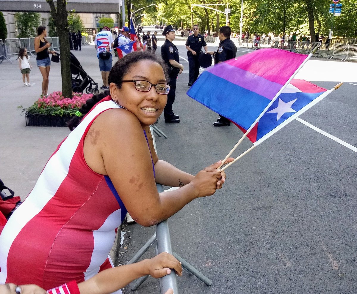 MRS_BURNDATLOUD's tweet photo. Since it is #PrideMonth ya know I had to rep for #bipride also repped for the #Ricans https://t.co/73OiAEi82H