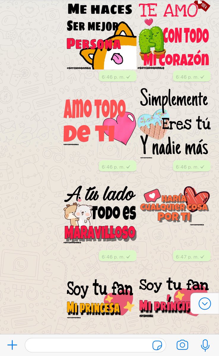 SoyChooqomilq's tweet photo. Nuevos stickers hoy!!❤️😍
Para los #enamorados 🥰
#rt y #fav para pasarlos por los grupos. 🙈
#stickers #stickerswhatsapp #whatsappgroup #FelizMiercoles 🤠 https://t.co/Mrakmvtd2n