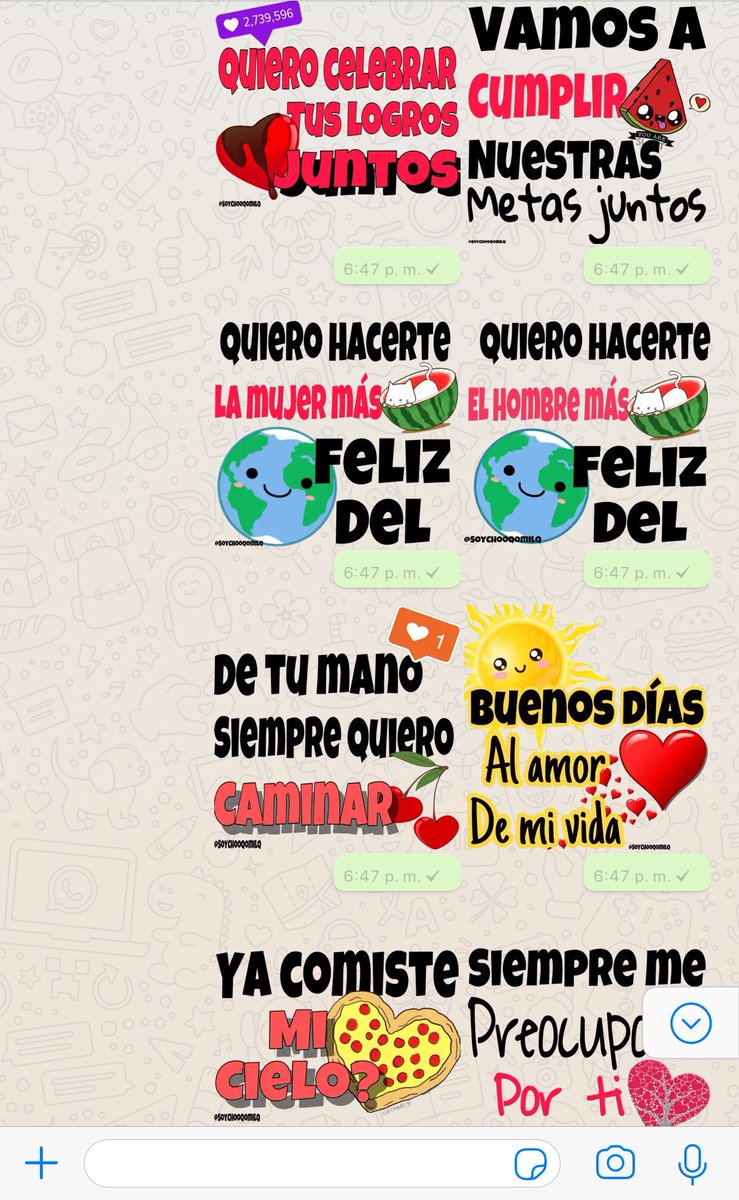 SoyChooqomilq's tweet photo. Nuevos stickers hoy!!❤️😍
Para los #enamorados 🥰
#rt y #fav para pasarlos por los grupos. 🙈
#stickers #stickerswhatsapp #whatsappgroup #FelizMiercoles 🤠 https://t.co/Mrakmvtd2n