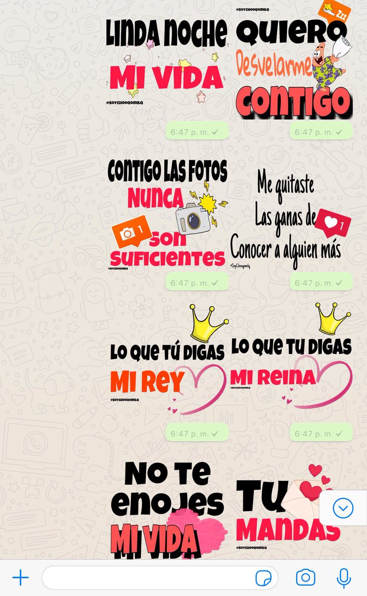 SoyChooqomilq's tweet photo. Nuevos stickers hoy!!❤️😍
Para los #enamorados 🥰
#rt y #fav para pasarlos por los grupos. 🙈
#stickers #stickerswhatsapp #whatsappgroup #FelizMiercoles 🤠 https://t.co/Mrakmvtd2n