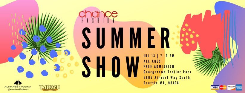 ChanceFashion's tweet photo. Chance Fashion is proud to present our Summer Show at Georgetown Trailer Park! This a FREE and All Ages event with an outdoor art walk featuring local designers (to be announced soon) and a live DJ! 
Click here to RSVP: https://t.co/vsTJ1j0Tn0 https://t.co/yUee8XXfYw