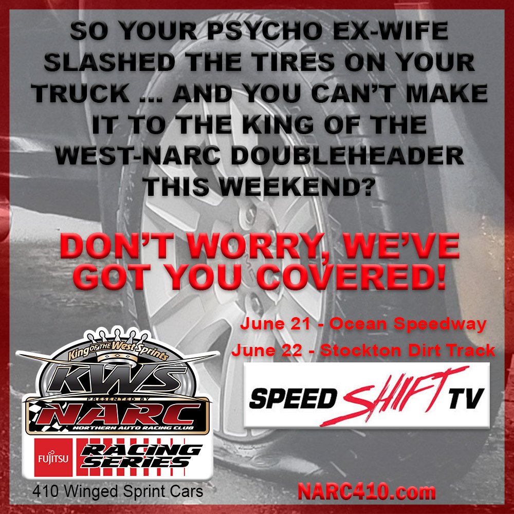 NARC410's tweet photo. The @NARC410 series is headed to @oceanspeedway and the @StocktonDirt this weekend.  We hope you are also!  But just in case! https://t.co/RgO7SPq9Y2