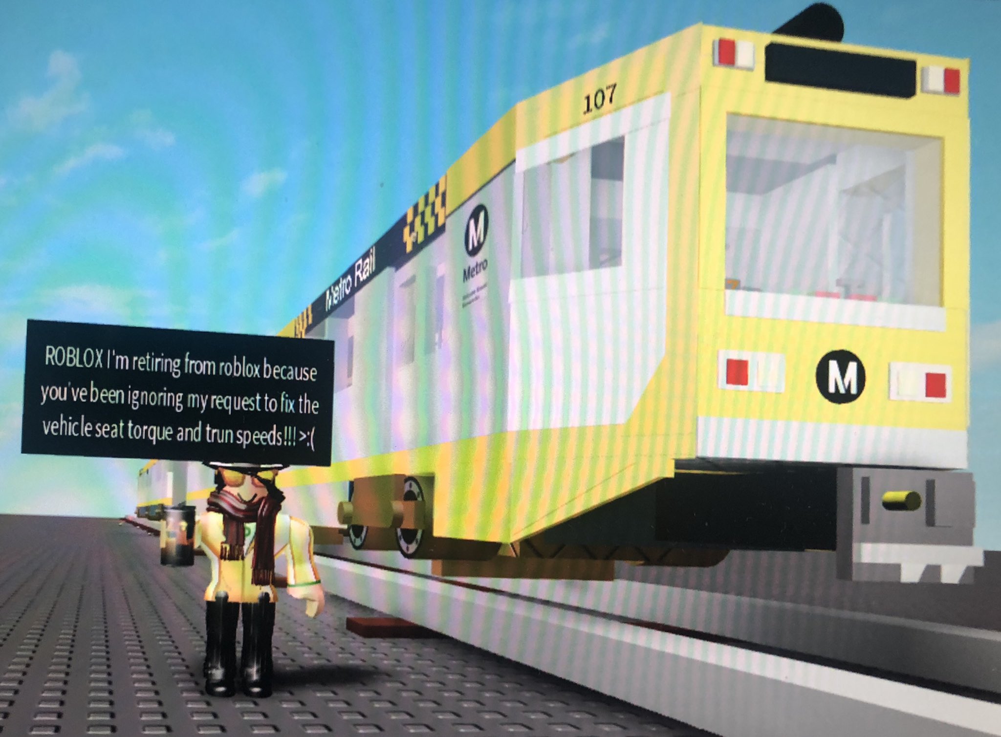 The Famous Rleon On Twitter Protesting Roblox - m train logo roblox
