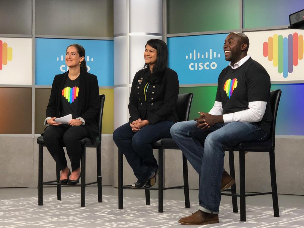 Cisco's tweet image. For #CiscoPRIDE we recently had two global events to celebrate diversity, acceptance and inclusion. Watch a replay of the live broadcasts: cs.co/6019EqYdf and cs.co/6013EqYdh. #WeAreCisco
