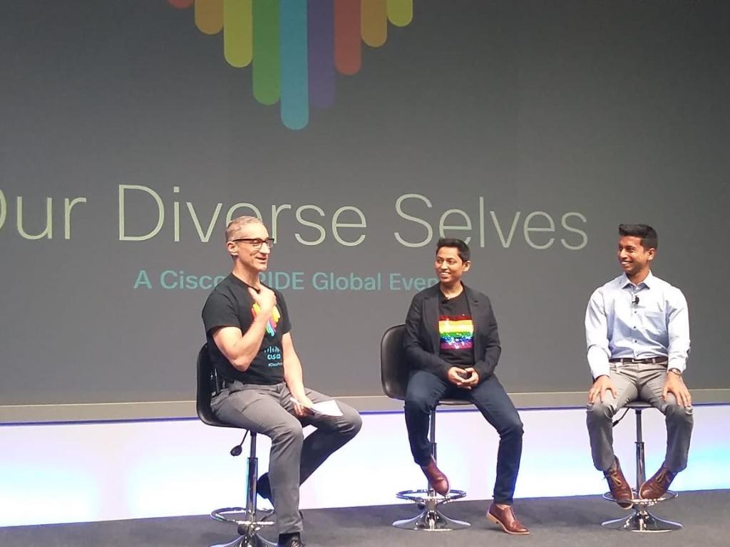 Cisco's tweet image. For #CiscoPRIDE we recently had two global events to celebrate diversity, acceptance and inclusion. Watch a replay of the live broadcasts: cs.co/6019EqYdf and cs.co/6013EqYdh. #WeAreCisco