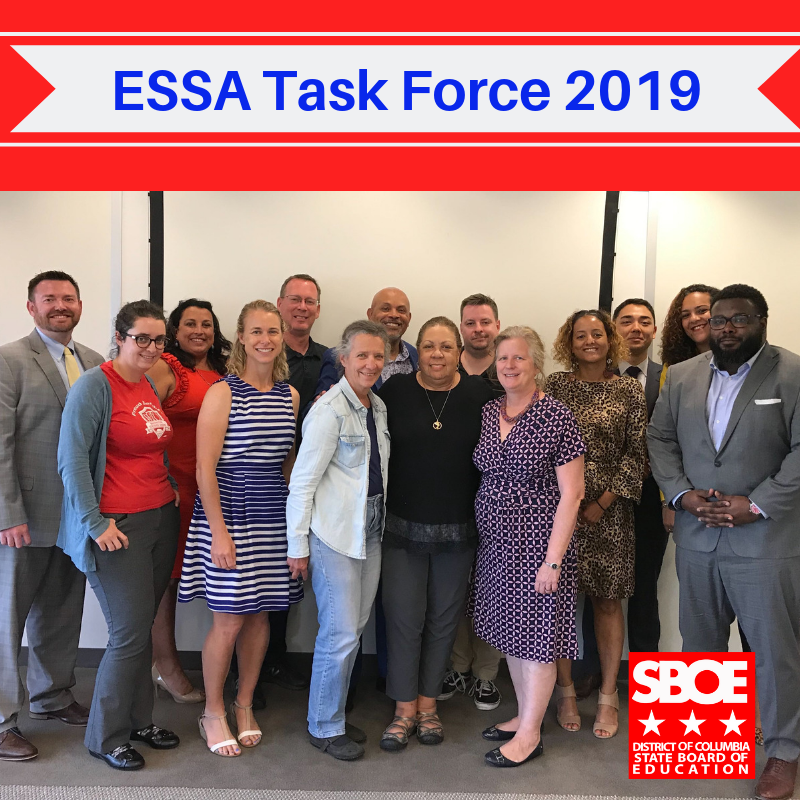 DCSBOE's tweet photo. Since August 2017, our #ESSATaskForce convened 20 times to collaborate on ways to implement the District’s ESSA plan. Tonight, @DCWard7teacher, @DC_Edvocate, &amp; Sheila Strain Clark present the group's final recommendations. 

Read the report➡️ https://t.co/6WvrAOML3w #SBOELive https://t.co/Gpud4jw9Ro