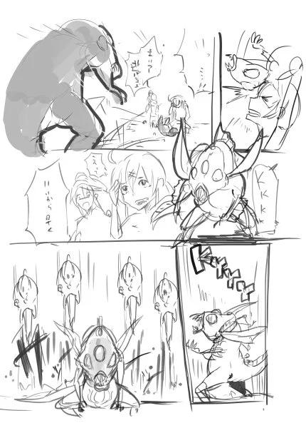 今回、エリアとウィンダメインで戦闘シーン多いんだけど、主役2人よりリチュアキラー描くことになって無駄にキラー描くの上手くなりそう 