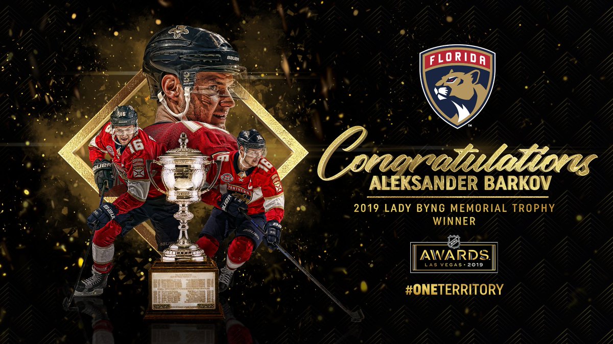 #FlaPanthers captain Aleksander Barkov has been awarded the Lady Byng Memorial Trophy! 

Congrats Barky!👊

Read » bit.ly/BarkovLadyByng…