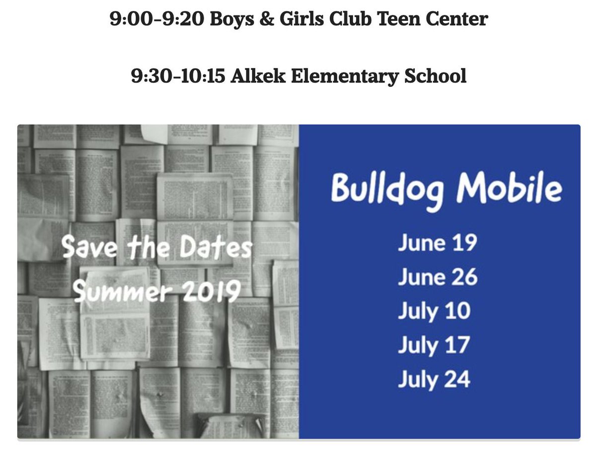 BanderaISD's tweet photo. Based on today's first run of the Bulldog Mobile, we have adjusted our times. Please come visit, borrow a book, and grab a snack. See you next week! #bulldogreader https://t.co/4E67Wld44q