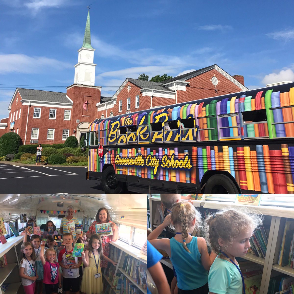The <a href="/GCSBookBus/">GCS Book Bus</a> stopped by VBS at Trinity UMC tonight! Every kid got a free book! Thanks <a href="/GreenevilleCity/">GCS</a>!! #readingcommunity