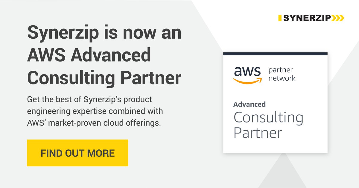 @Synerzip is now an #AWS Certified Advanced Consulting Partner! #Security #Migration #Application #Analytics @awscloud 
Read the news bit.ly/2WVrs42 
@AWS_Partners #Cloudcomputing #ConsultingPartner