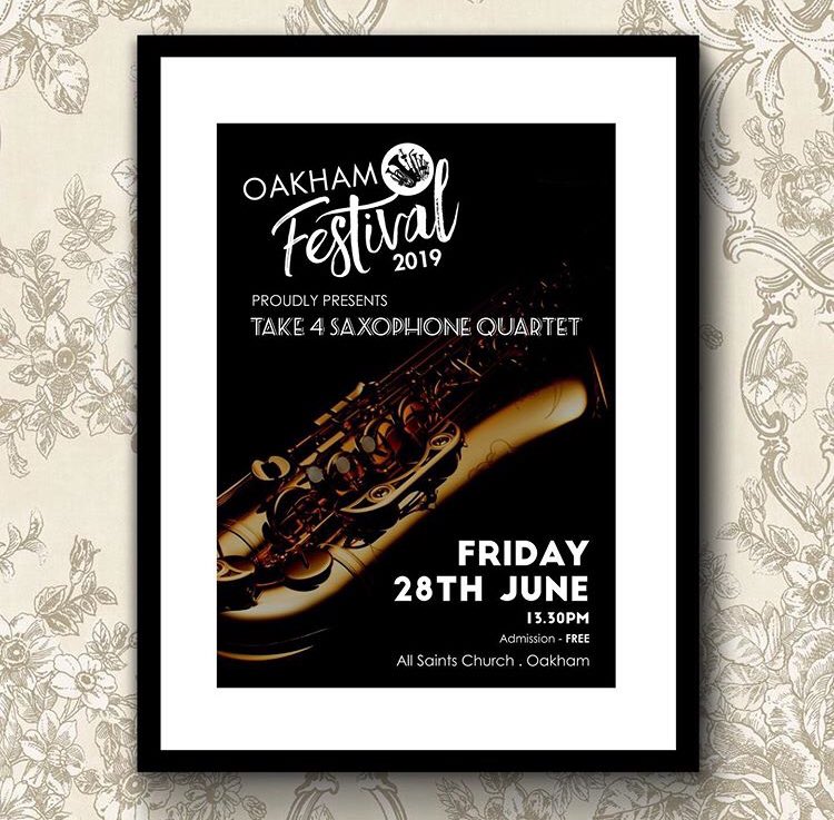 Take 4 Saxophone Quartet. Friday 28th June. 

#oakhamfestival #rutland