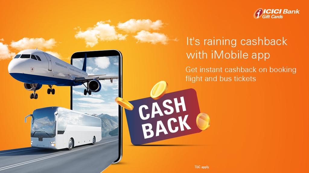 ICICI Bank on Twitter: "Get the best offers on travel and leisure this  #monsoon with #ICICIBank. Book flight and bus tickets using your ICICI Bank  iMobile app and avail instant cashback. Know