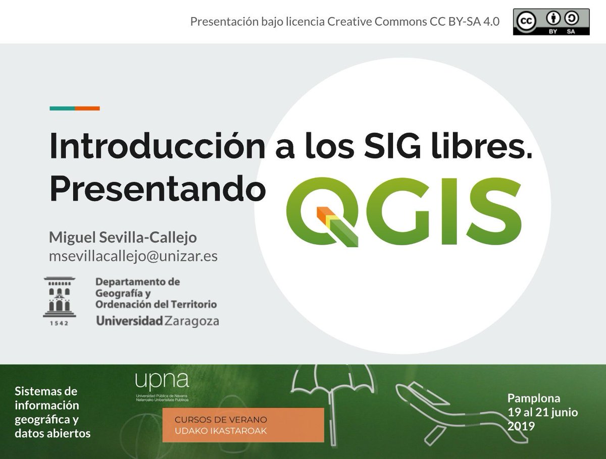 Hoy de nuevo en el curso de verano de <a href="/UNavarra/">UPNA - Universidad</a> sobre #SIG y #DatosAbiertos. Cerrando la charla de presentación de <a href="/qgis/">QGIS</a> y orgulloso de hacer de "telonero" del magnífico @volayaf.
Mi presentación en: bit.ly/osm19upna